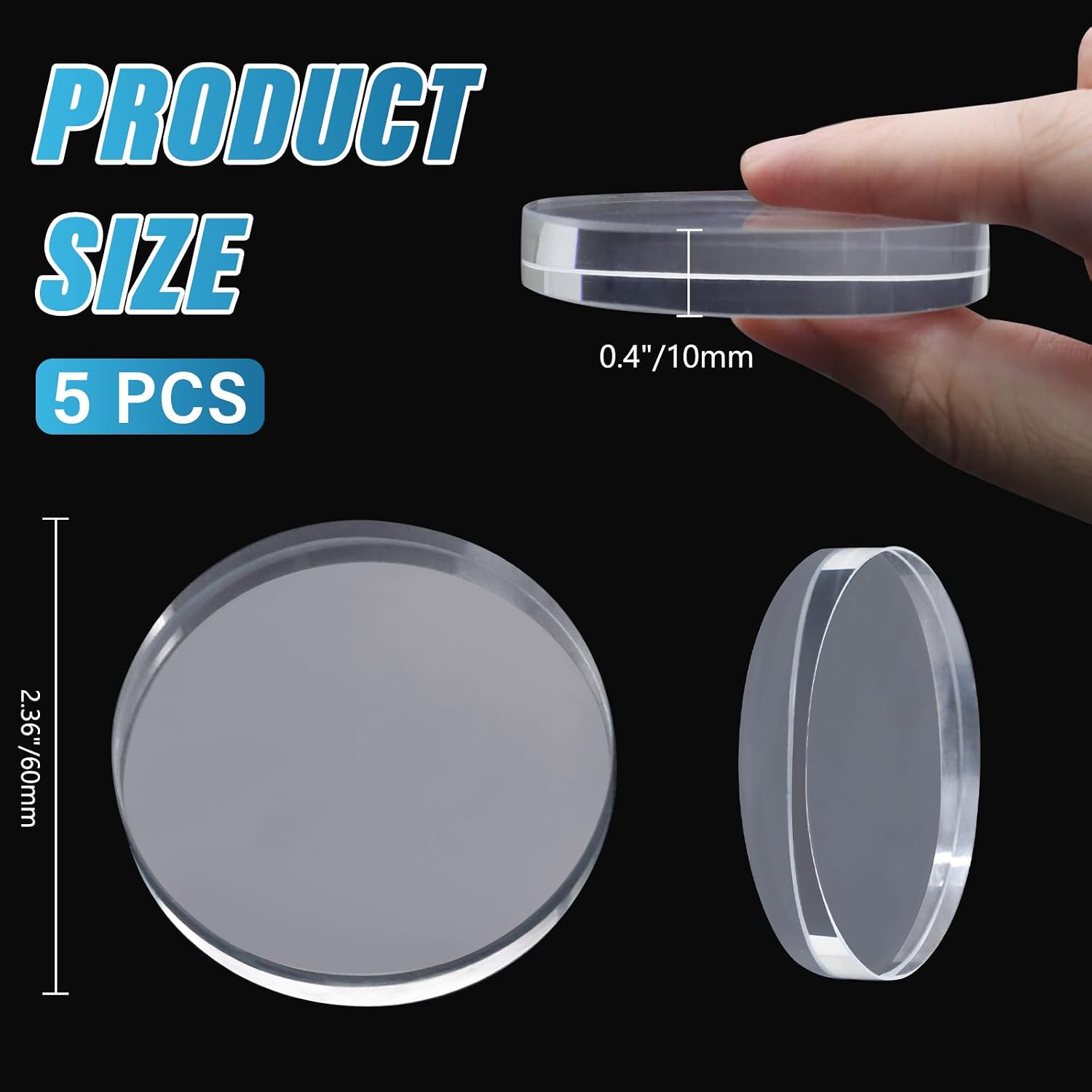ZOCCVI 5 Pcs Glass Pattern Weights for Sewing, Fabric Weights for Cloth Dressmaking, Transparent Paper Weights for Sample Cutting and Crafting(Round)