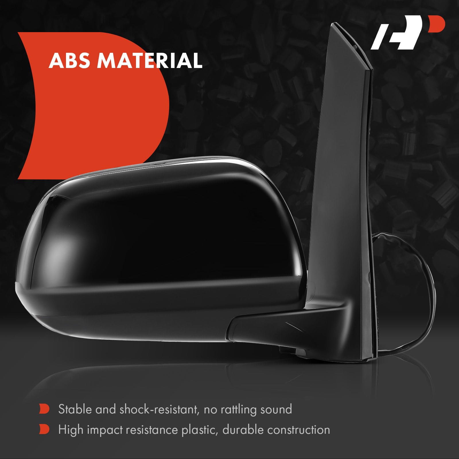 A-Premium Mirror Replacement for Toyota Sienna 2011-2017 Black with Power Glass Adjust Terminal 5 Manual Folding Glass Type Convex Passenger side