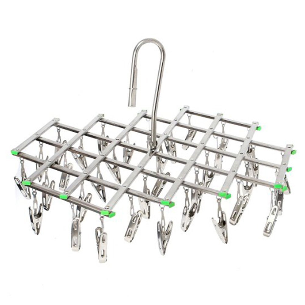 Stendino da appendere in acciaio INOX con 35 clip, per intimo e asciugamani, calze e altro.