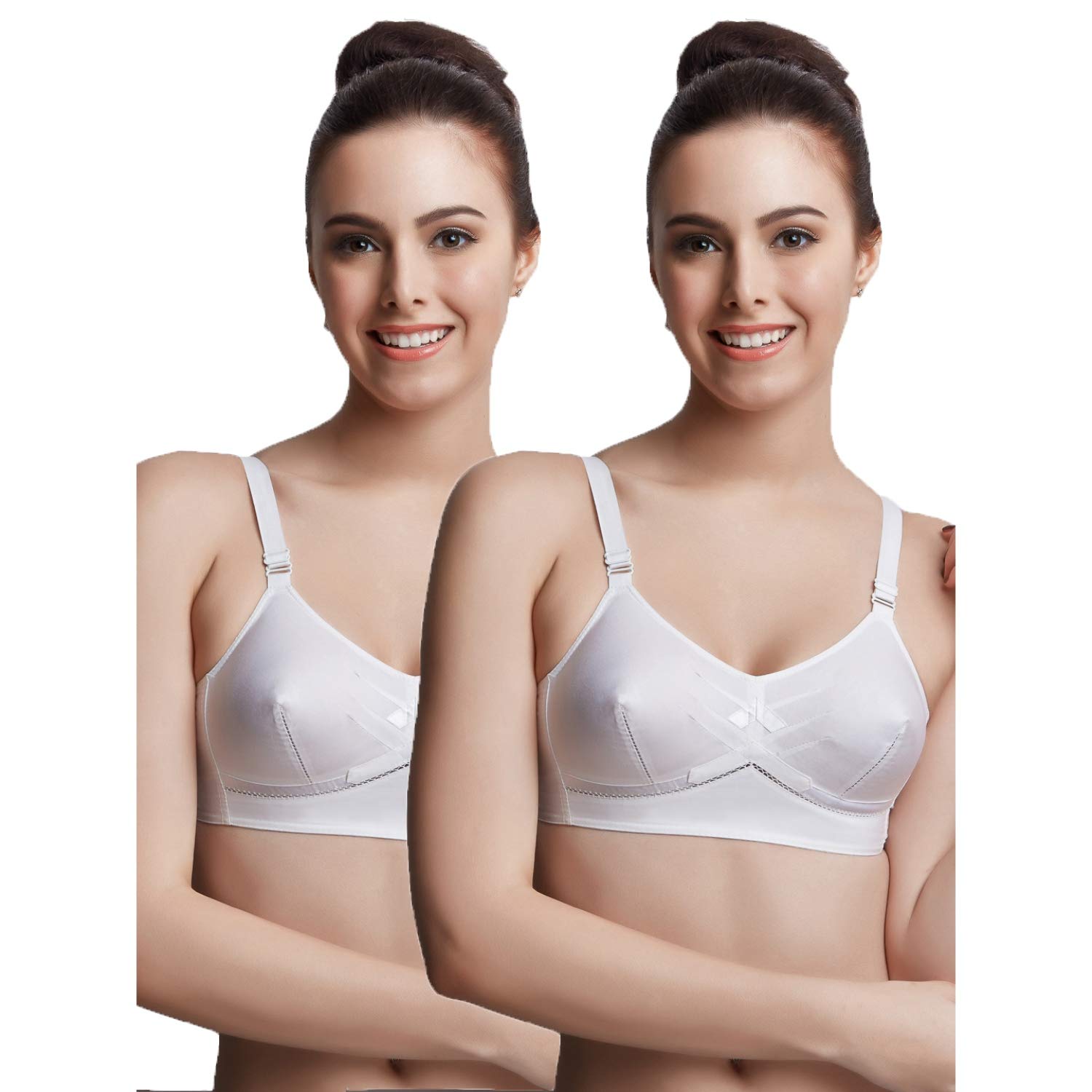 libertina Women's Cotton Non Padded Wire Free Full Coverage Bra White-picture-10