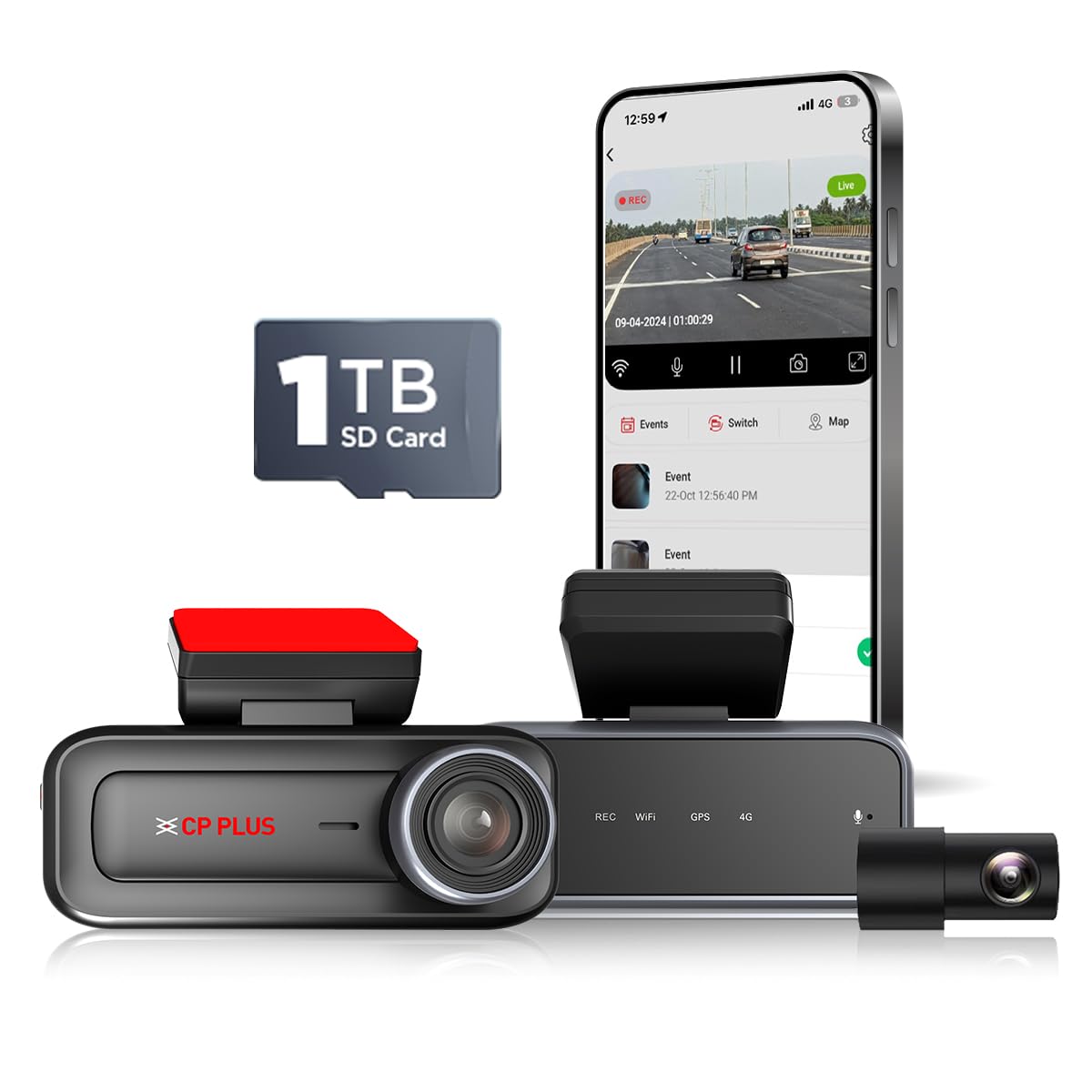 CP PLUS 4G Dashcam for Car | Full HD Front & Rear Dash Camera | Live GPS Tracking | Night Vision | G-Sensor | Two-Way Talk | App View | SD Card Support up to 1TB | CP-H27B-image-10