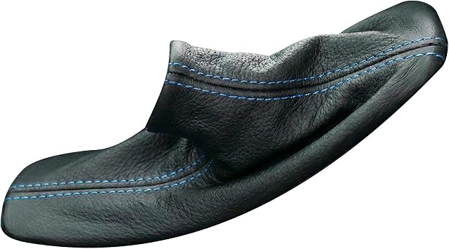 RedlineGoods ebrake Boot Compatible with Subaru Impreza 2005-07. Tailor Made - not Universal. Genuine top-Grade Italian Black Leather with Blue Thread