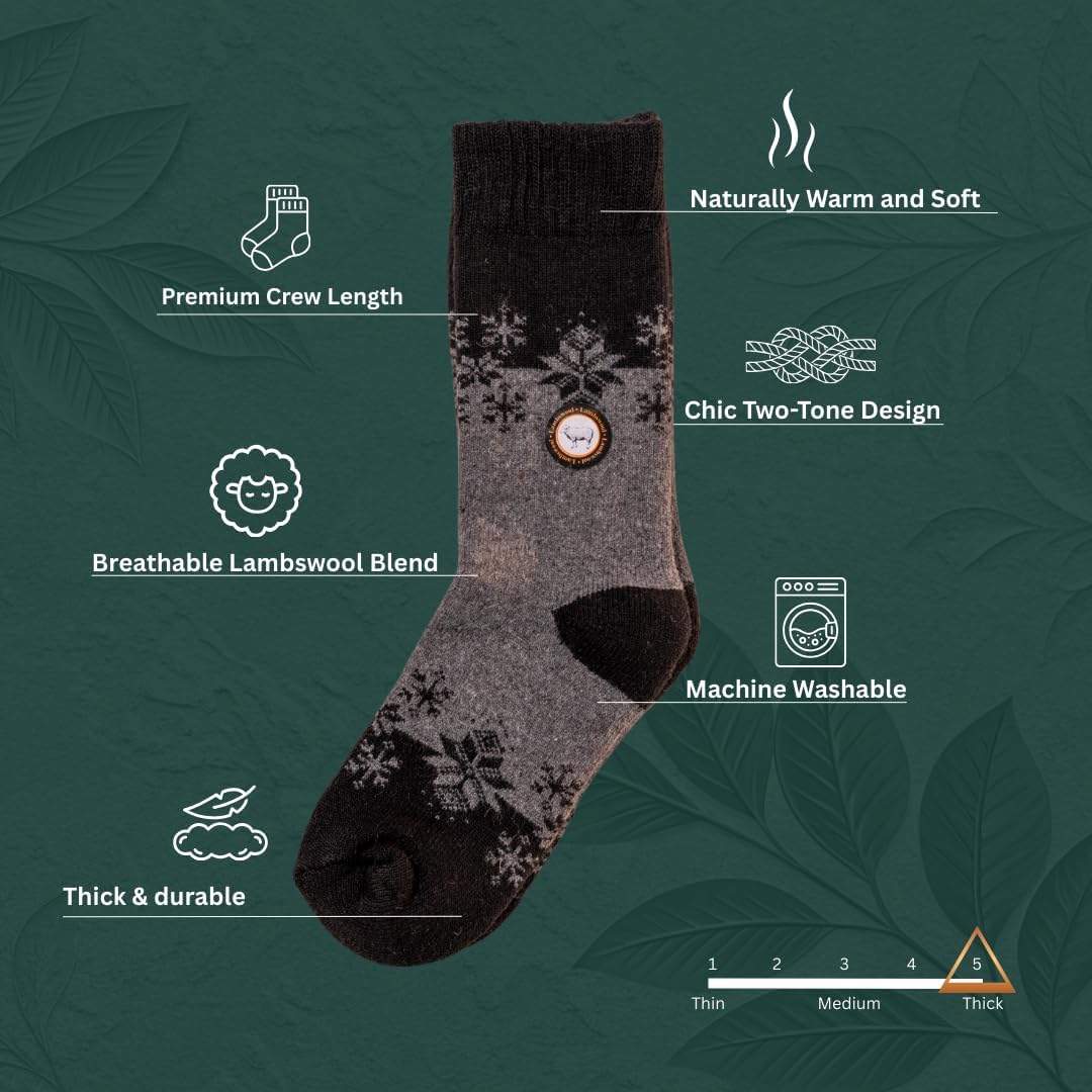 Crew Wool Socks for Women - Premium Lambswool, Soft & Cozy, OEKO-TEX Certified 2 Pack - Image 3