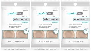 Comfort Zone Extra Thick Callus Remover Pads with 40% Salicylic Acid - Protective Foot Cushions Against Friction, 4ct Pack of 3