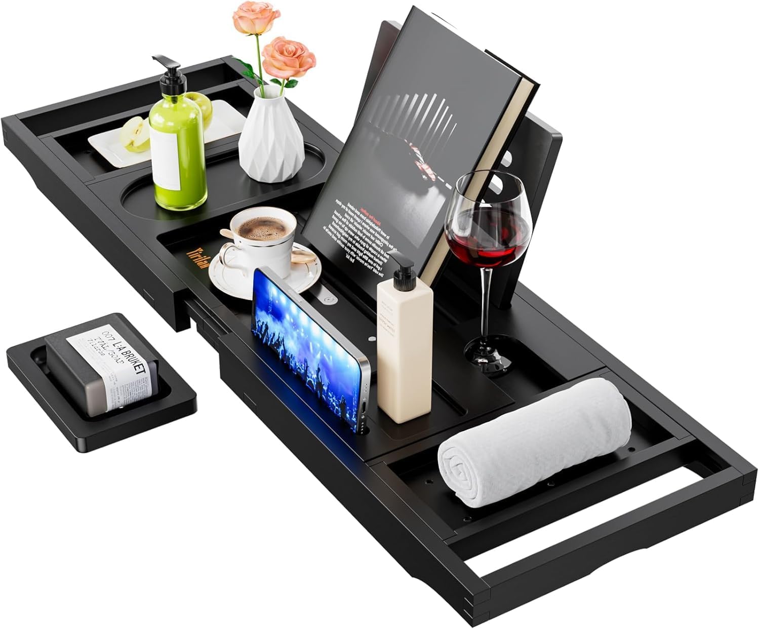 Bamboo Bath Tray, Dark Black