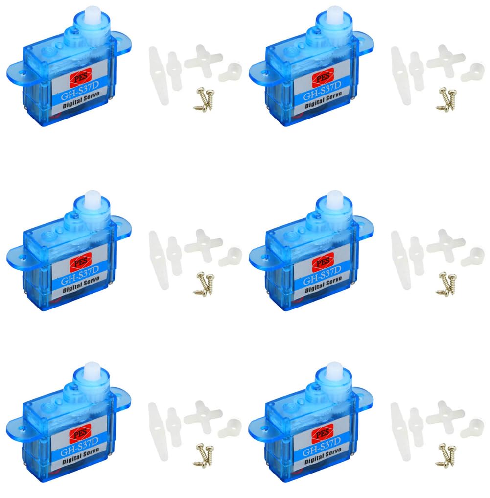 6 unidades de mini servo azul GH-S37D Digital Servo Micro sin núcleo para control de dirección de vuelo RC avión coche barco
