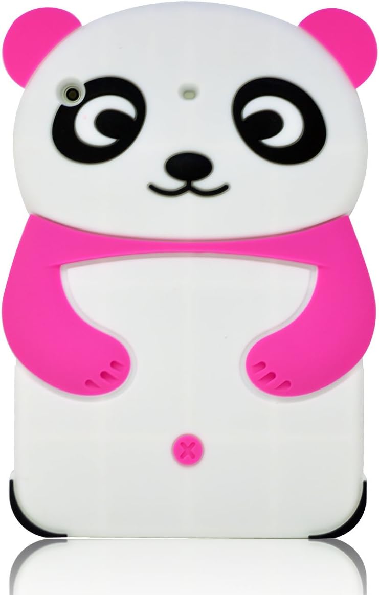 I Need(TM) Adorable 3D Panda Soft Silicone Case Cover Compatible For iPad Mini (Hot Pink/White)