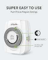 Vista 5 de TiFFCOFiO Temporizador mecánico para interiores, temporizador de 3 puntas para tomas eléctricas, temporizador de luz enchufable programable de 24