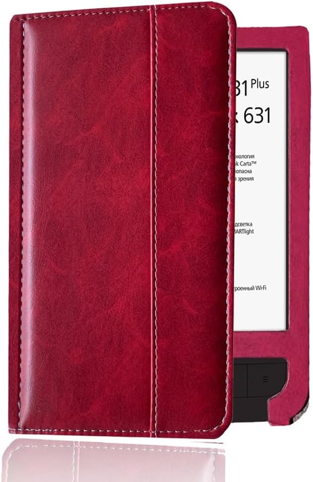 Compatible with Pocketbook 631/Touch HD2/Touch HD/631 Plus Tablet case, Full Coverage Ultra Slim Leather Cover Case with Folding Cover Rugged (Burgundy)