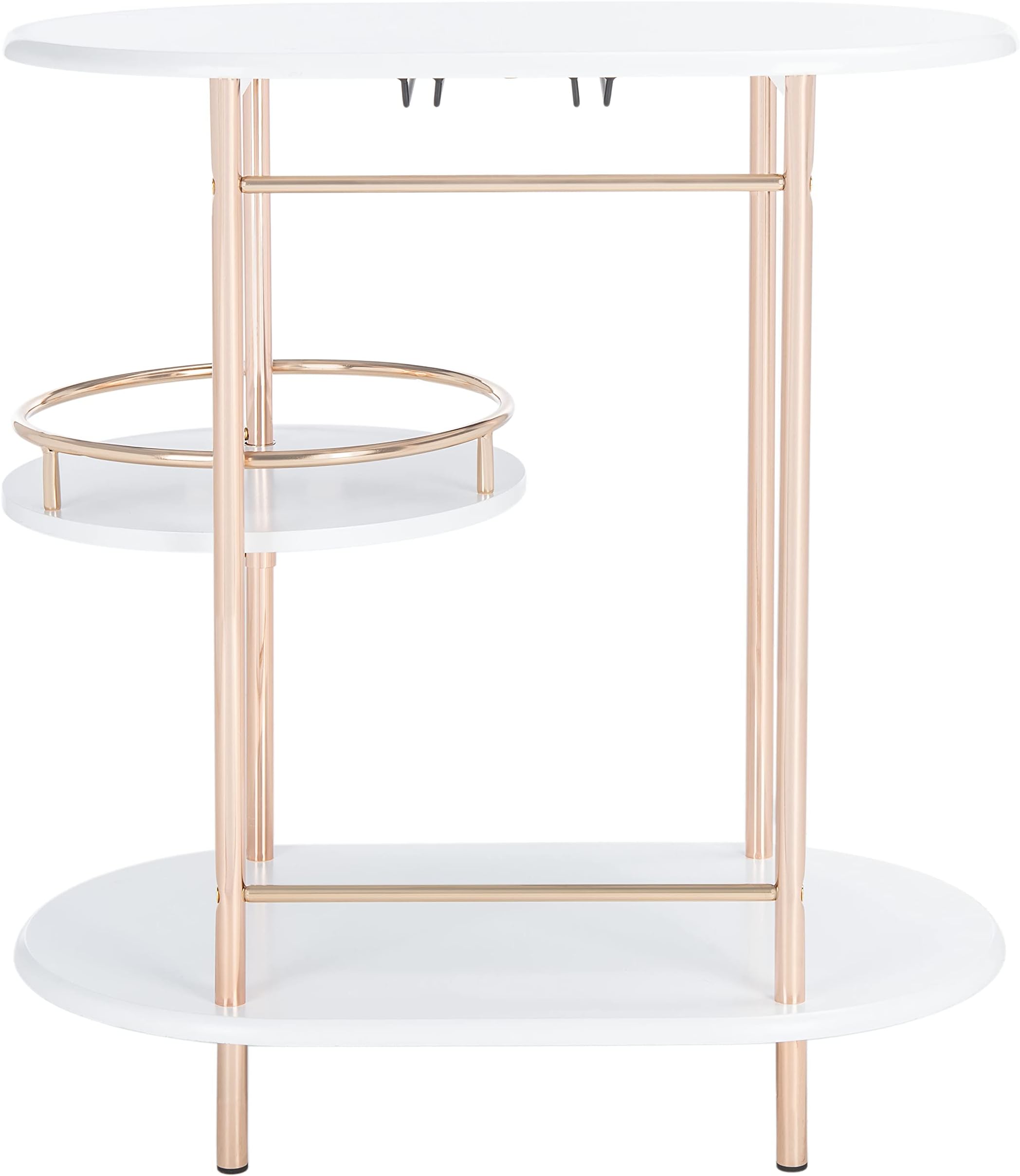 Home Collection Iva White/Gold 3-Tier Swivel Stemware Rack Bar Table