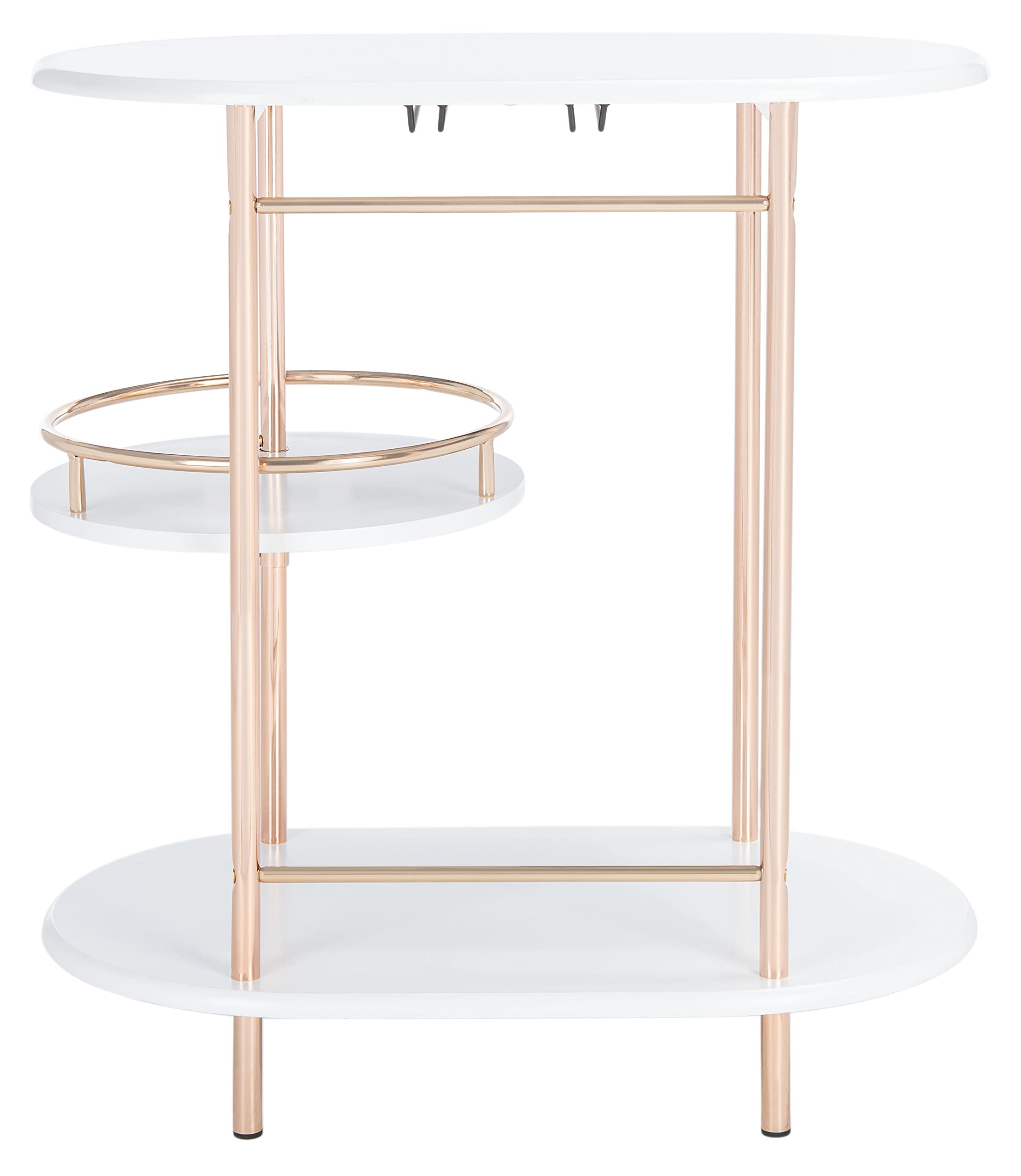Home Collection Iva White/Gold 3-Tier Swivel Stemware Rack Bar Table