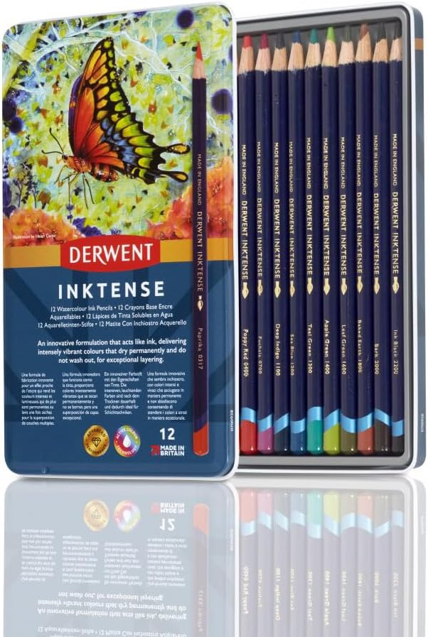 Derwent Pastel Set di 24 Matite Acquarellabili Colorate per Disegnare e Scrivere, Ideali per Sfumature e Stratificazioni, Astuccio in Metallo Incluso, Qualità Professionale