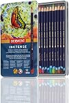 Derwent Inktense Pencils Tin, Set of 12, Great for Holiday Gifts, 4mm Round Core, Firm Texture, Watersoluble, Ideal for Watercolour, Drawing, colouring and Painting on Paper and Fabric (0700928)