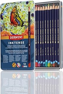 Derwent Drawing Pencils, Inktense, 4mm Core, Metal Tin, Watercolor, 12 Coun