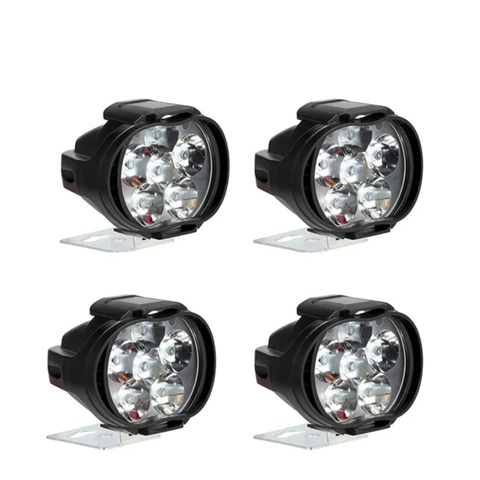 Phare Avant Moto 1/4 Pièces Motos Phare Travail Spot Lumière 6 LED Auxiliaire Moto Antibrouillard Scooter Ampoules Modifiées(4pcs light)