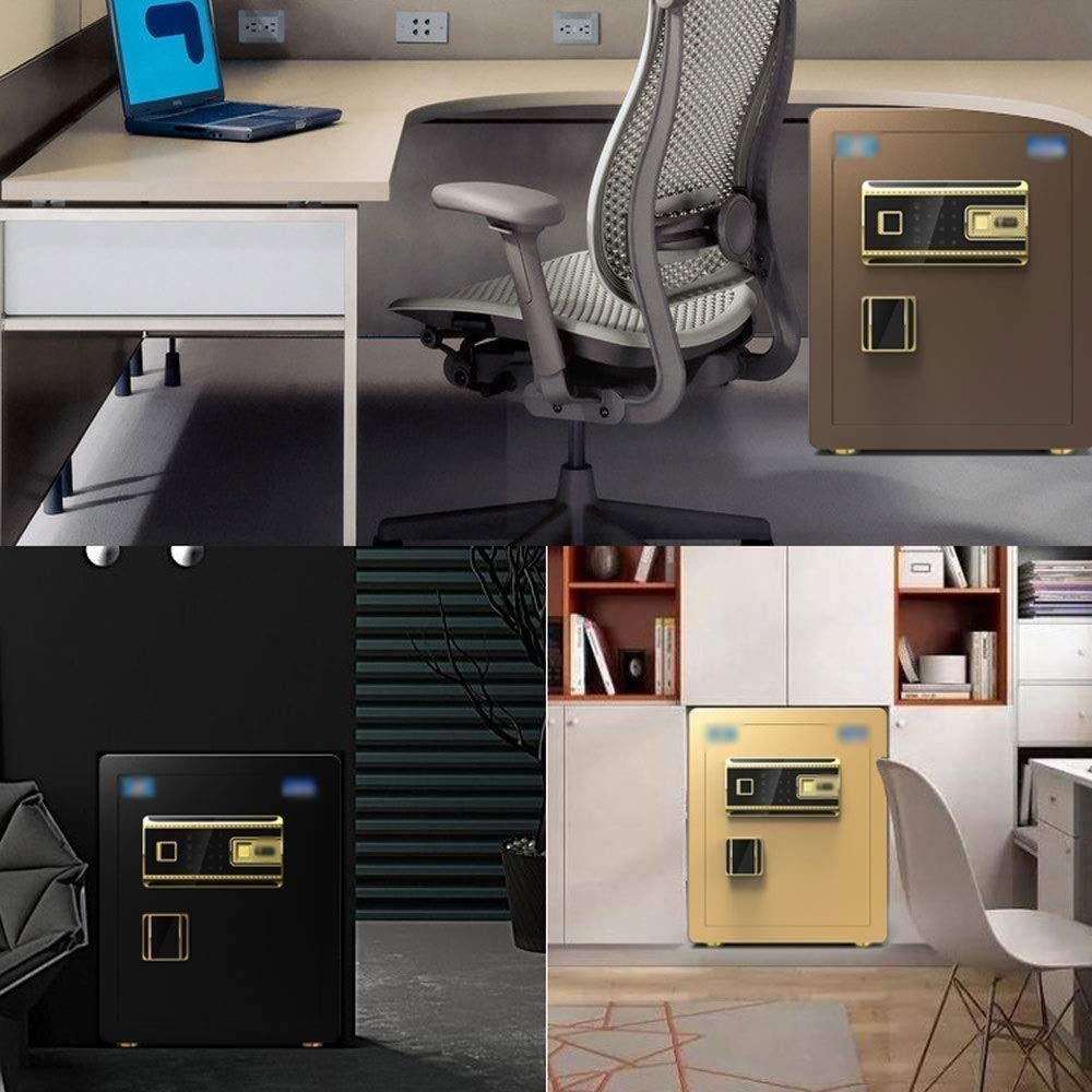 Safes S for Safety Cabinet All Steel Small Password Fingerprint Double Lock with Alarm Multiple Anti-Theft S: Office/Home/Finance Safe,Black
