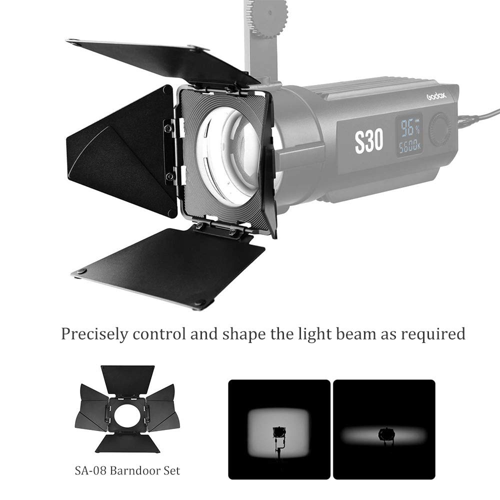 GODOX SA-08 8 foglie Barndoor per S30 Focusing LED Light