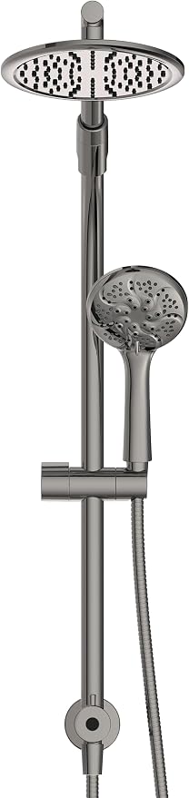 Sistema de ducha dual Niagara Conservation ShowerRail con barra deslizante y ducha de mano, cabeza de lluvia de 8 pulgadas, 6 ajustes de pulverización, instalación fácil sin herramientas, acabado niquel cepillado miniatura 4