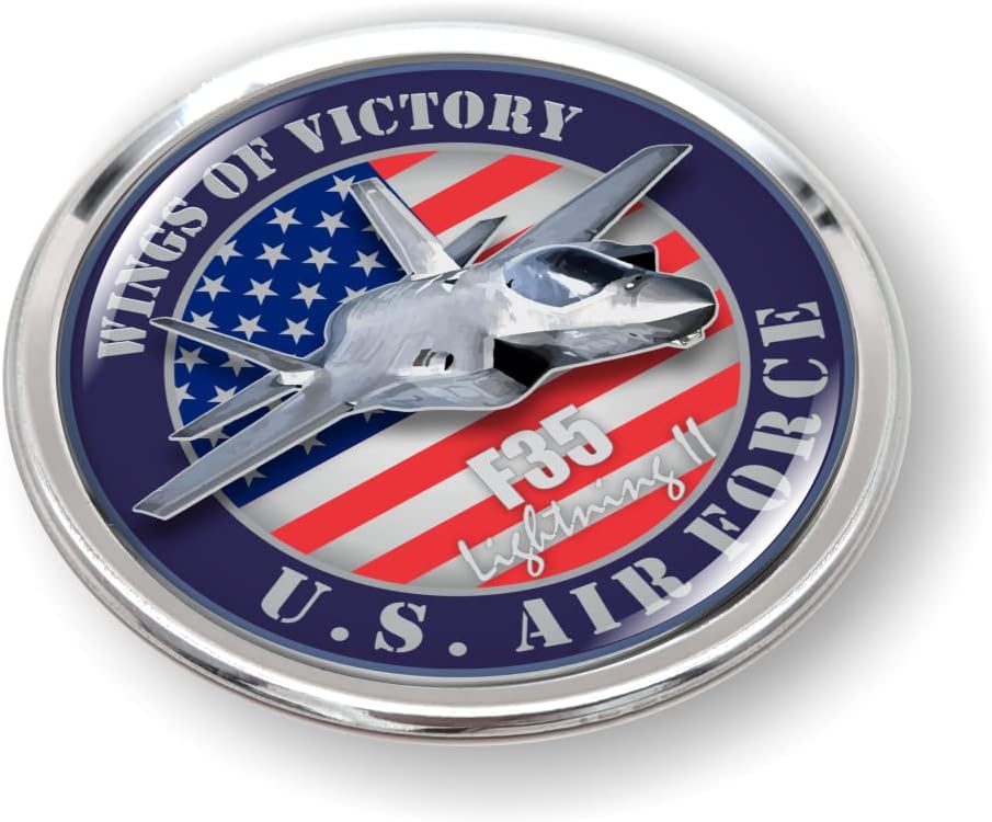 Miniatura 3 de U.S. Air Force veteran Aircraft F-35 Lighting II round vinyl sticker collection Wing of Victory 3D Dome Waterproof 100% UV Protected Aluminum Round