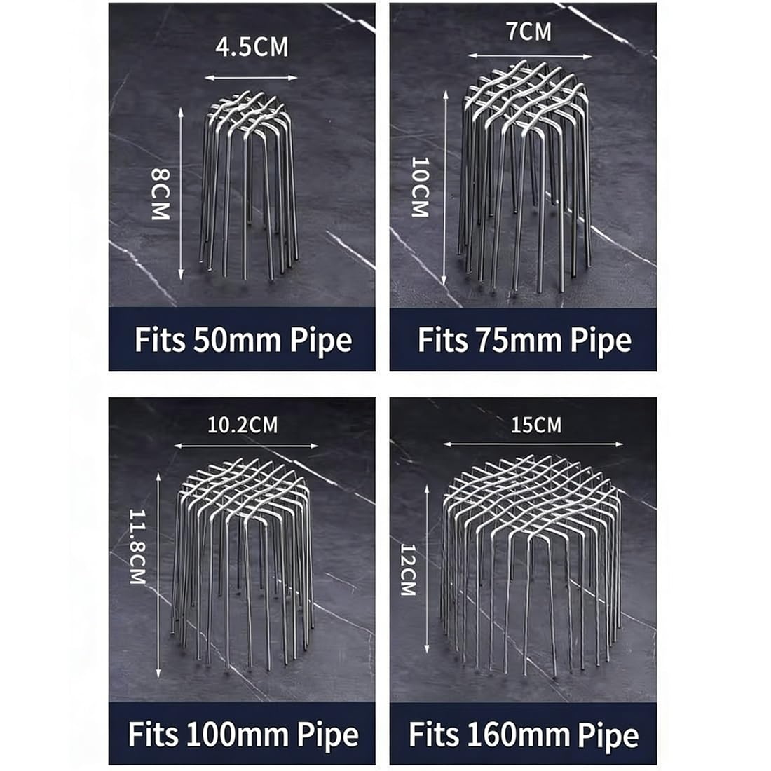 Protector De Canalones, Cubiertas para Desagües Exteriores, Cubierta para Tuberías De Desagüe, Cubiertas De Acero Inoxidable 304 para Evitar La Acumulación De Hojas(Fits 110mm)