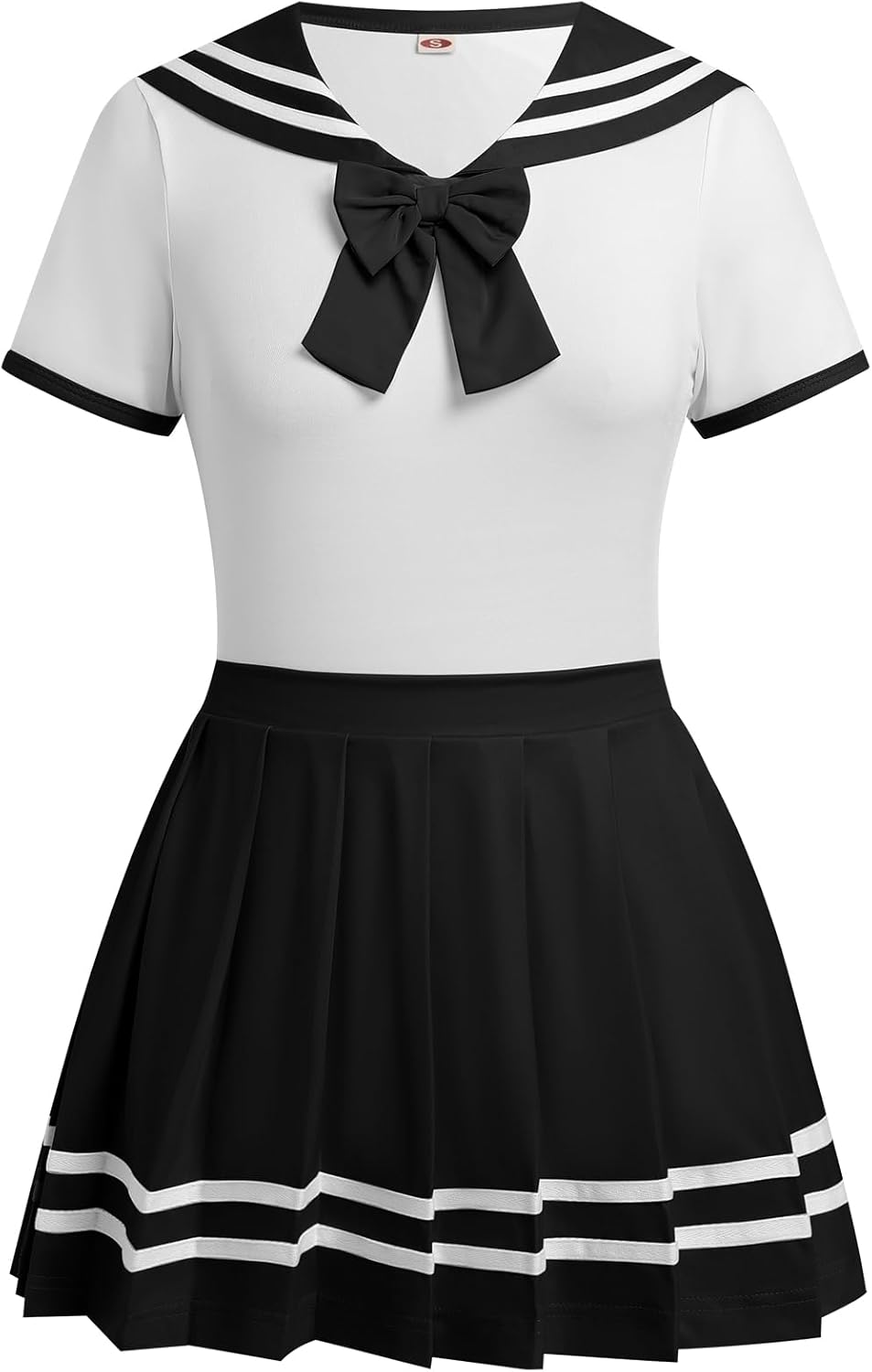 ABAFIP Women Cute Romper Dress Short Sleeve Pajama Bodysuit Pleated Skirt Sailor Outfits Nightwear set - Image 6