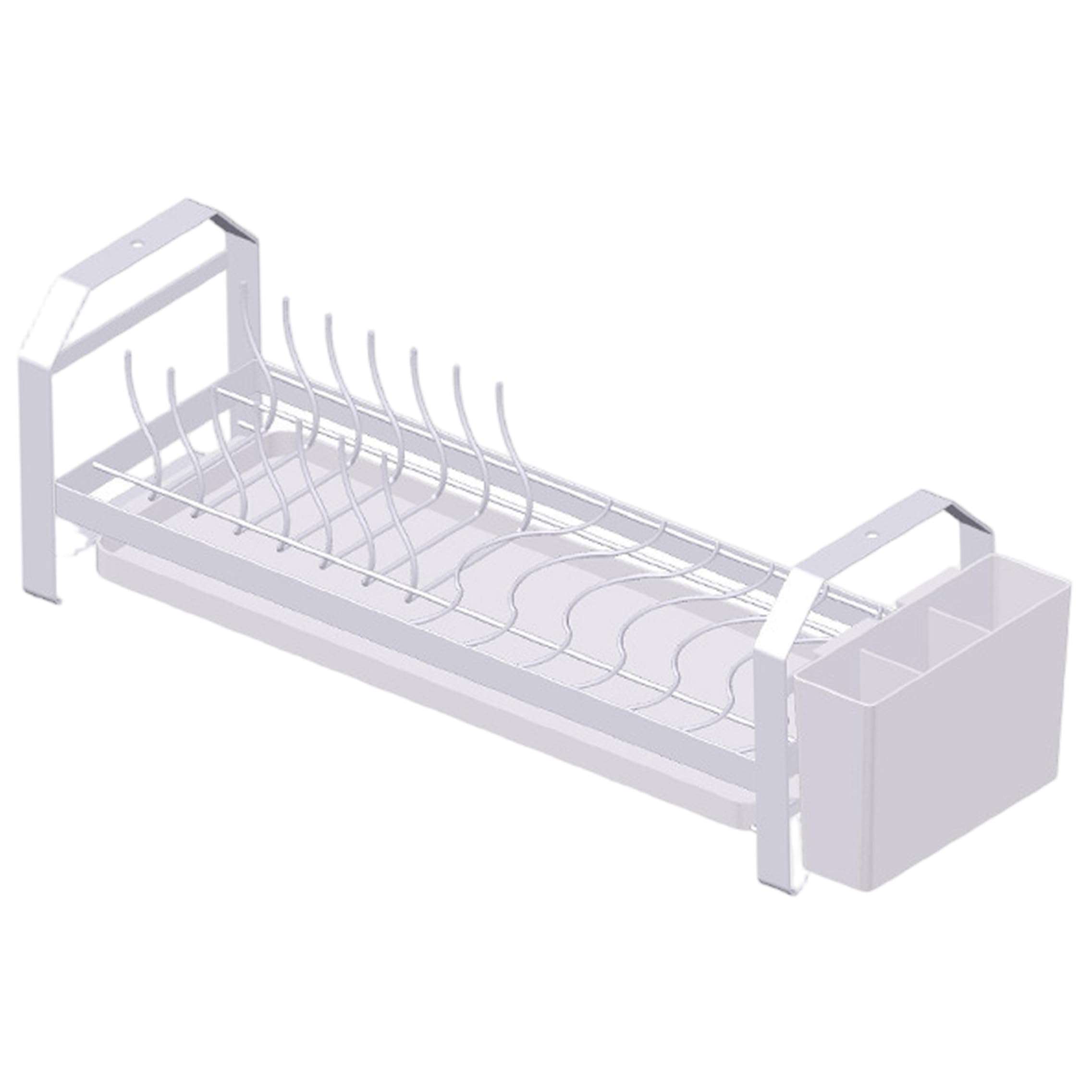 Petit égouttoir à Vaisselle, Compact avec Porte-ustensiles à 3 Compartiments, Plateau de vidange Coulissant, pour comptoir de Cuisine, Blanc