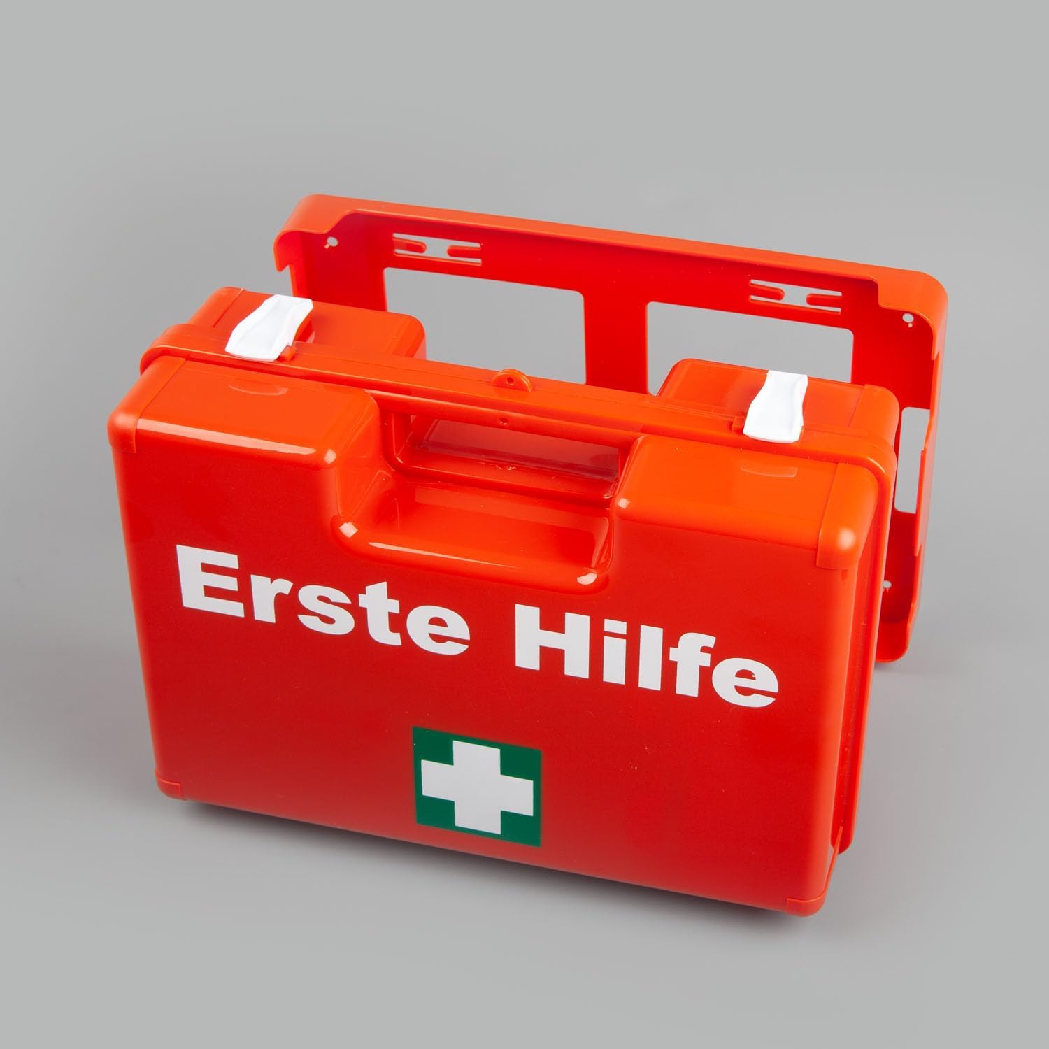 Leina-Werke Erste-Hilfe-Koffer Multi ÖNORM Z 1020:2025 - Erste Hilfe Kasten für Betriebe, Zuhause & Einrichtungen - Orange - mit Wandhalterung und Anleitung