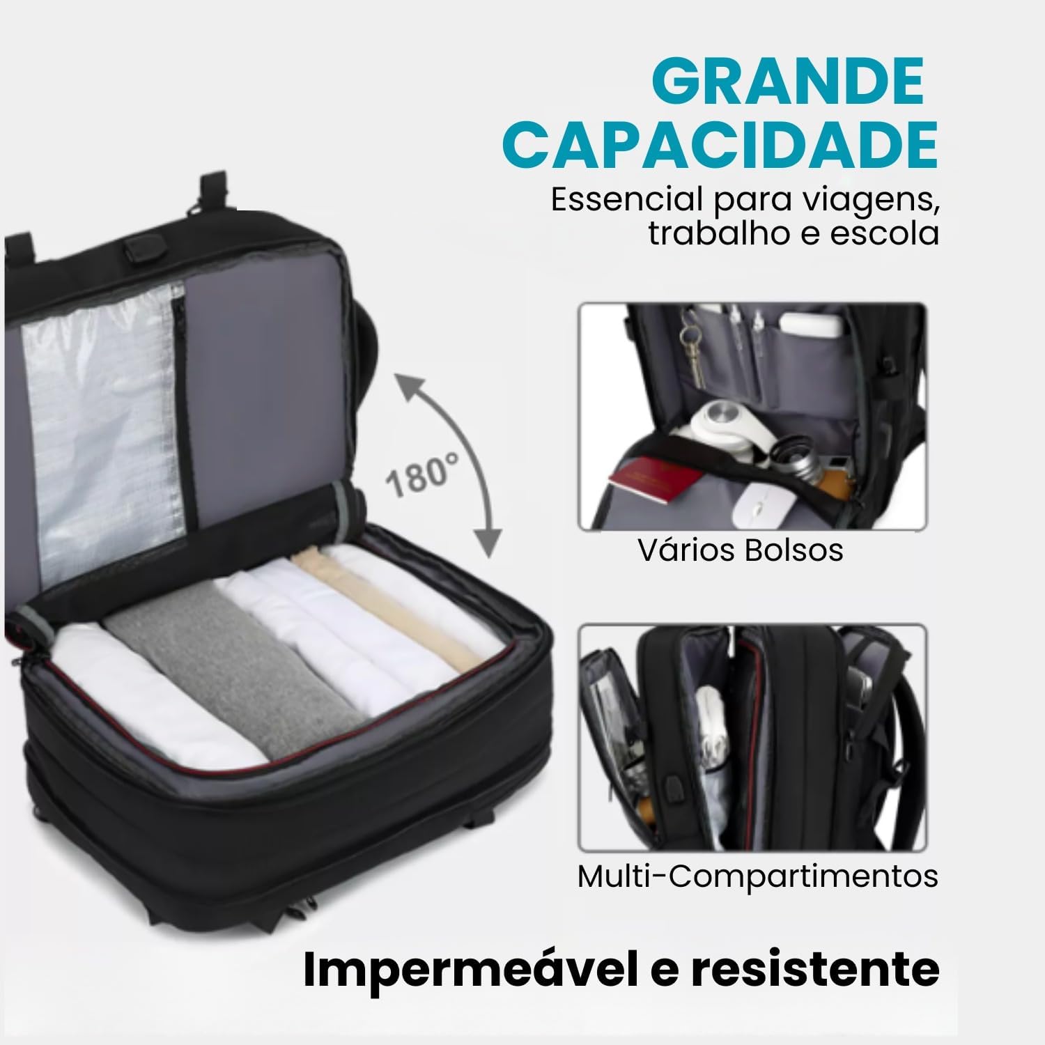 Mochila Masculina Grande Reforçada para Notebook e Laptop – Impermeável, Executiva, Trabalho, Viagem, Mala de Mão, Escolar, Casual, Portátil, Resistente, Organizada e Unissex Mochila Masculina Grande Reforçada para Notebook e Laptop – Impermeável, Executiva, Trabalho, Viagem, Mala de Mão, Escolar, Casual, Portátil, Resistente, Organizada e Unissex