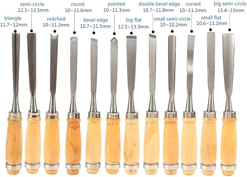 Pro Wood Carving Chisel Set 12 Pieces Chisel Set Gauji Sharp Woodworking Tools Wood Carving with Pouch Perfect for Beginners