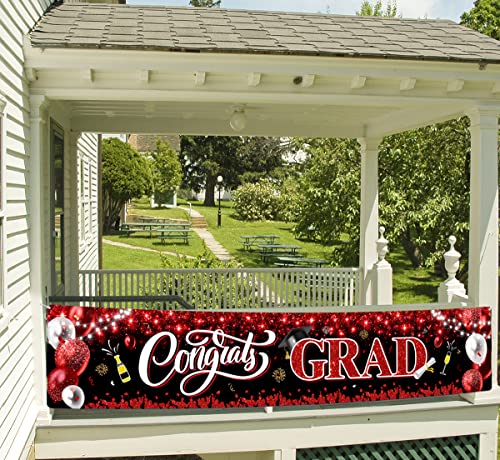 2025 Graduation Decorations-Congrats Grad Yard Sign Banner Decoration for Class of 2025 Graduation Party Supplies(RED)