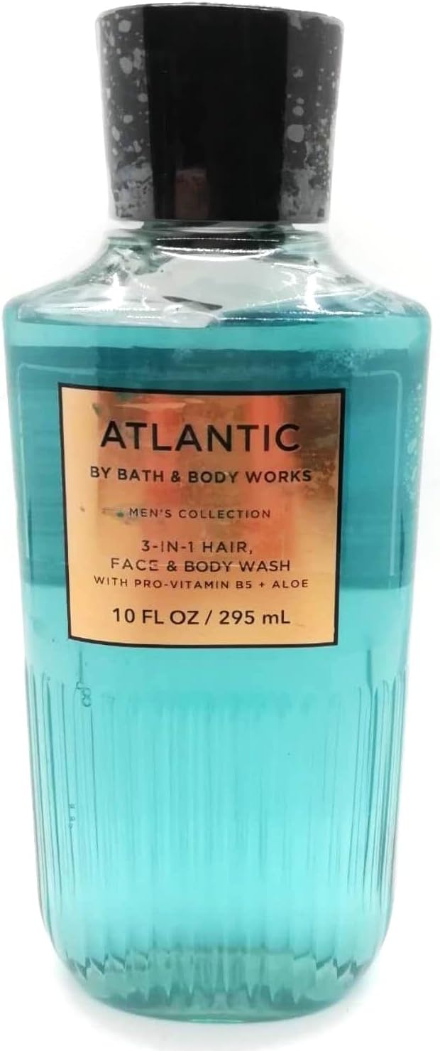 Bath Body Hair Face Wash- Men's Collection Atlantic Body Wash,Face Wash,Hair Wash 3-in-1 Full Size