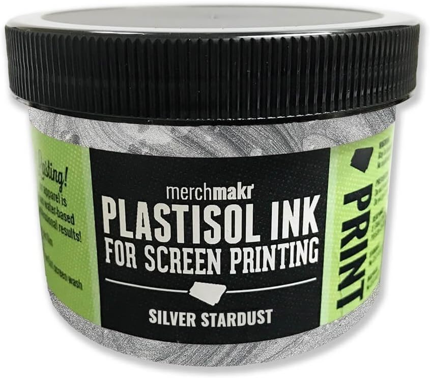 Silver Stardust Merchmakr Plastisol Ink for Screen Printing (8oz)