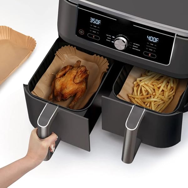 120Pcs Air Fryer Liners for Ninja Dual, Stone TH Disposable Airfryer Parchment Paper Liners Accessories Compatible with Ninja AF300UK AF400UK SL400UK AF500UK, Other Dual Zone Air Fryer - 2