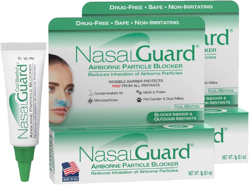 Airborne Particle Blocker Gel - Helps Reduce Inhalation of Allergens, Pollutants & Irritants - Drug-Free, Daily Use (Cool Menthol, 3g, Pack of 2), Over 150 Applications