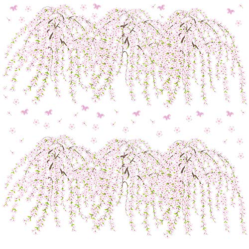 入園入学☆ シール式ウォールステッカー ウォールステッカー 飾り 90×90cm 春 spring 桜 梅 花 入園 入学 卒園 卒業 お祝い しだれ桜 枝垂桜 綺麗 017196