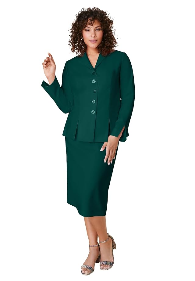 Roamans Womens Plus Size Petite Plus Size Long Sleeve Shawl-Collar Jacket Sheath Skirt Set 2-Piece Suit
