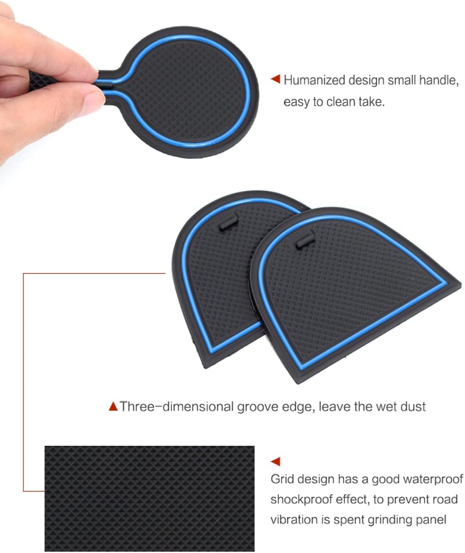 SMABEE Car Anti-Slip Gate Slot Cup Mat for Kia Forte K3 Cerato 2019-2024 Cup Holders Non-Slip Mats Car Styling Accessories Non-Slip Pad (Blue)