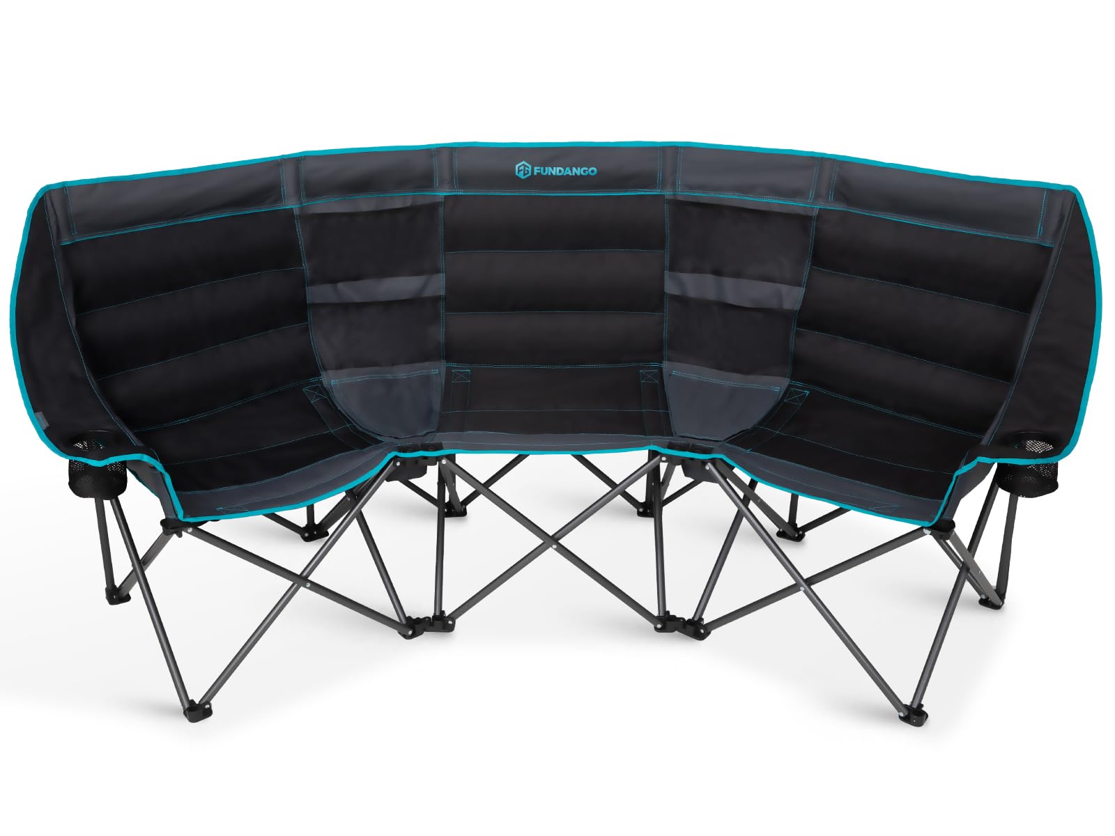 FUNDANGO Extra Wide 3 Person Camping Chair for Adults with Cooler 1000 LBS Heavy Duty Oversized Camp Couch
