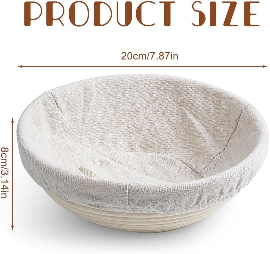 Image of Sourdough Bread Basket, Bread Basket, Breads Proofing Baskets, Handmade Round Breads Baskets, White, Wicker Baskets Professional Artisan Bread Making, Baking Tools Home Bakers