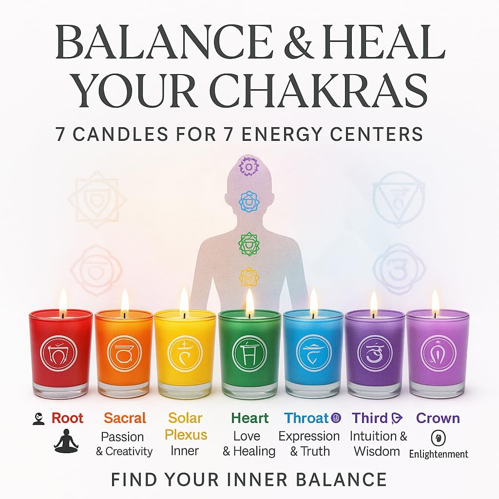 Chakra Scented Candles Gift Set, Natural Soy Wax Aromatherapy Candles for Meditation, Yoga, Relaxation & Stress Relief, Long 8-Hour Burn Each, Calming Spiritual Decor - Image 8