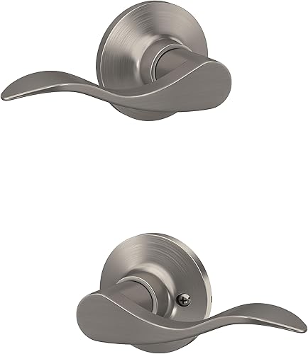 Miniatura 4 de Manilla Wave con moldura redonda para puerta de pasillo y armario, acabado de níquel satinado, paquete de 8