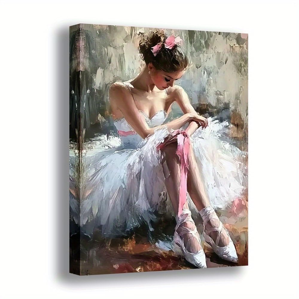 awitufhgp Elegant Alluring Feminine Silhouette with Pink Ballet Dancer Design, for Office, Bar, Cafe, Bedroom, Ballet Dancer Decor(35x45cm/14x22in(WxH)/No frame)