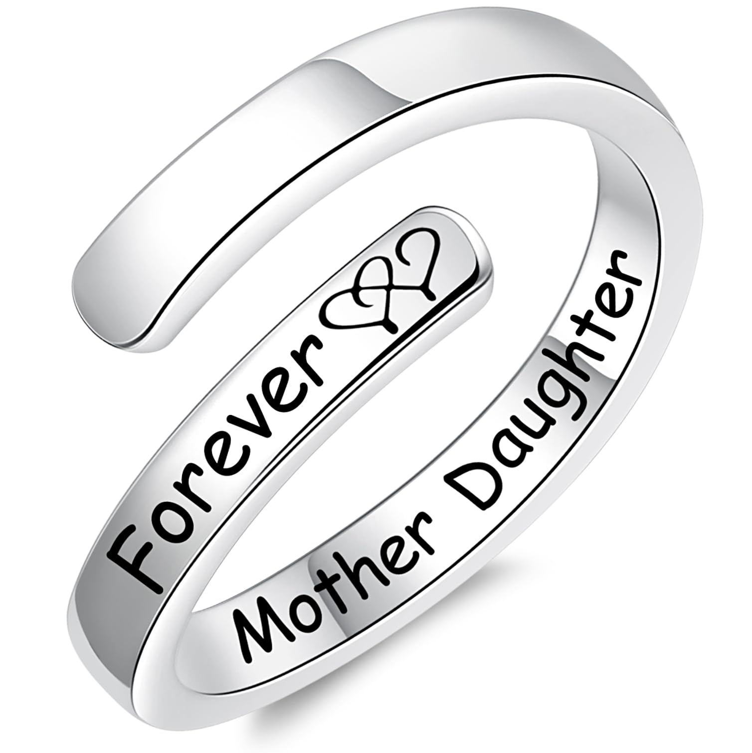 Anillo ajustable de plata de ley S925 con cita inspiradora, anillo abierto, regalo de Navidad, graduación, cumpleaños, para mujeres, adolescentes y niñas