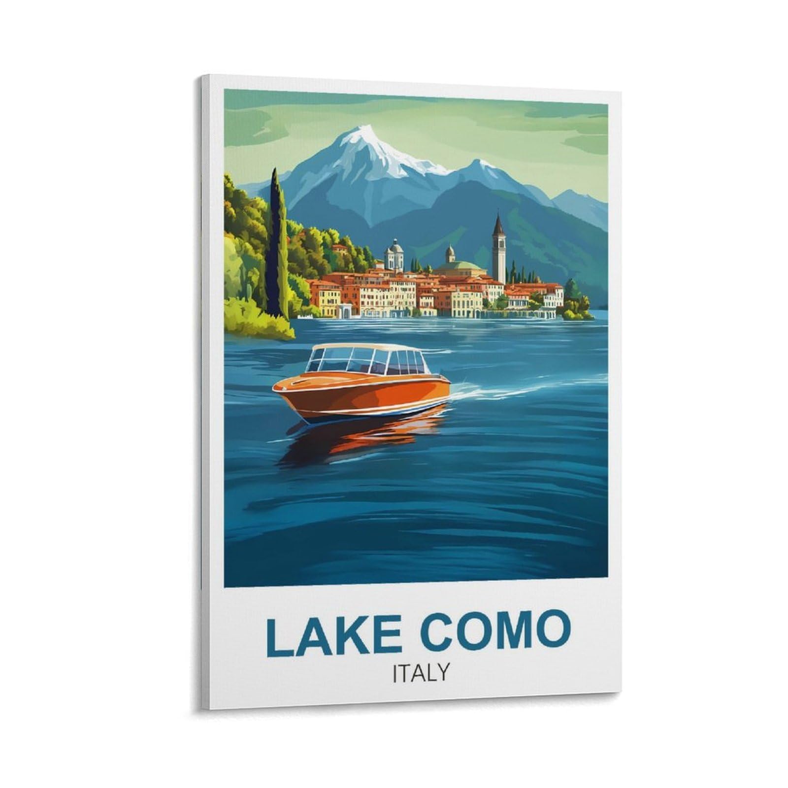LNMNJESG Poster vintage sur toile sur toile sur le lac de Côme Italie 40 x 60 cm Décoration murale pour salon, chambre à coucher