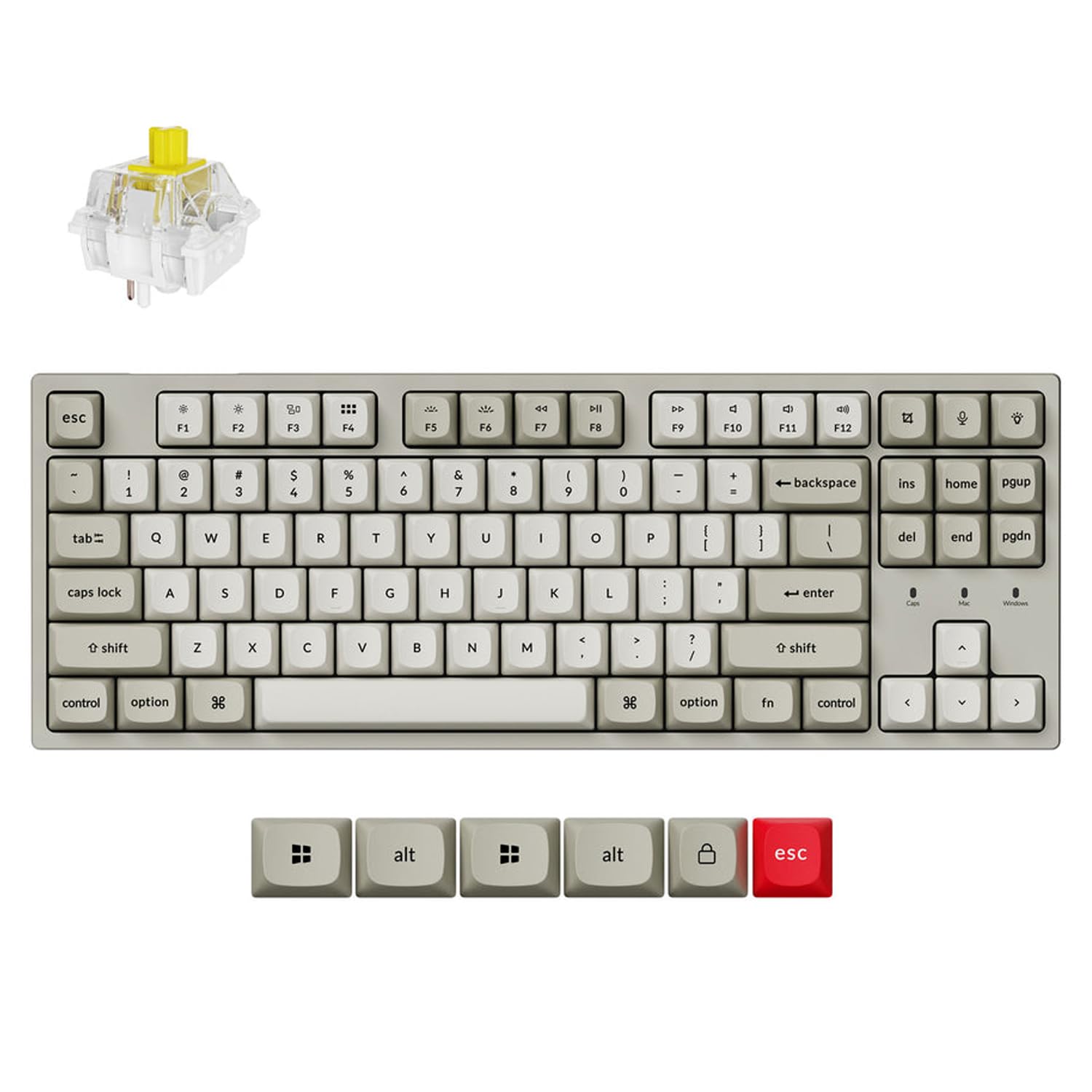 Keychron C1 Pro Wired Mechanical Keyboard with 8K Hz Polling Rate, 80% Layout QMK/VIA Custom TKL Keyboard with RGB Backlit, Hot-Swappable Banana Switch PBT Keycaps for Mac Windows Linux, USA Layout-image-16