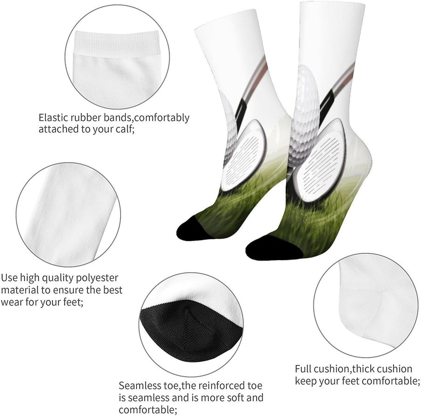Golf Club Crew Sock High Stocking Grippy Socks | Socks for Men & Women,Stockings-Long Thin Tube Sports, Breathable Soft Athletic for Nurses,Travel