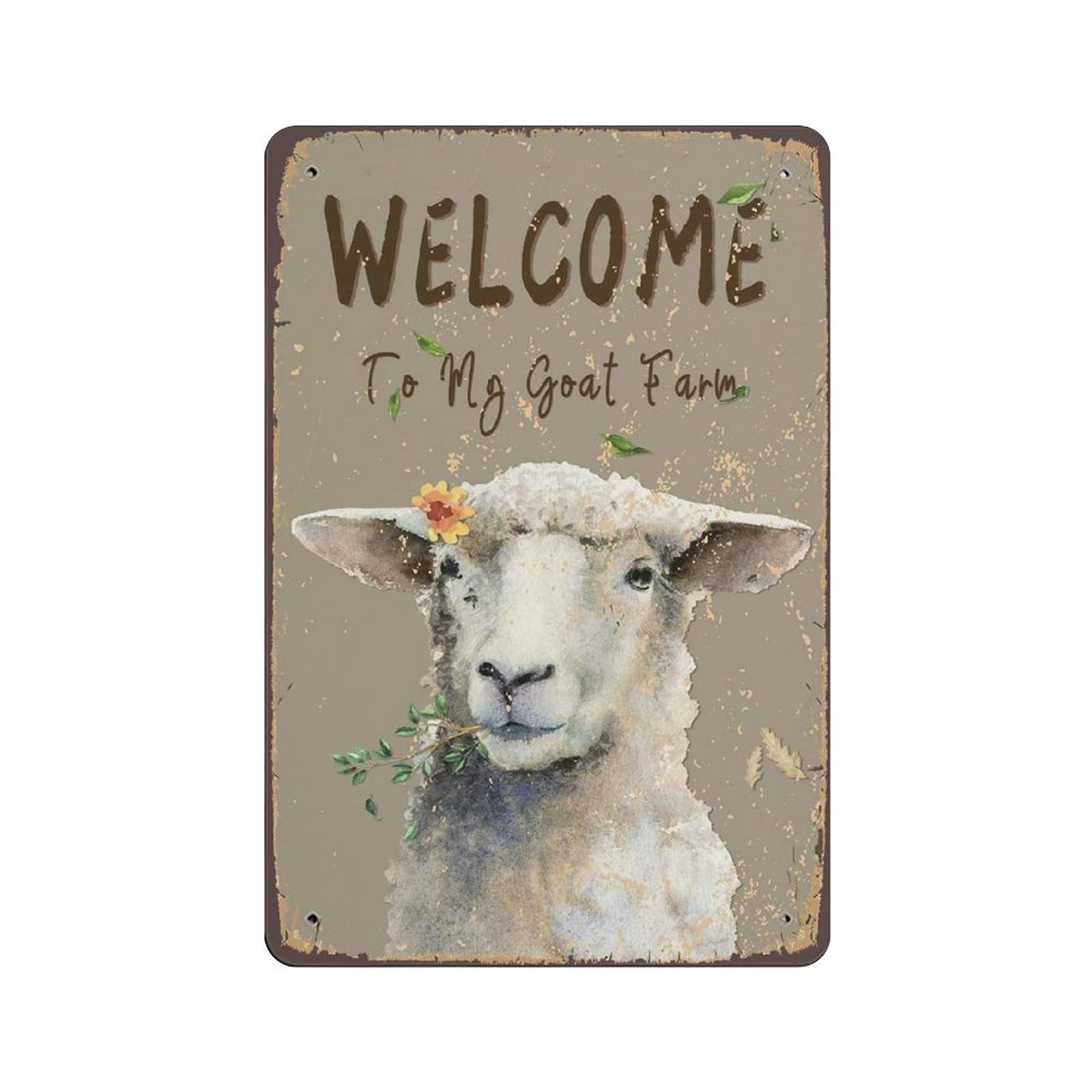 rayprint Metal Tin Sign Welcome to My Goat Farm Vintage Tin Poster Metal Sign Wall Decoration Country Kitchen Home Garage Decor 12"x8"