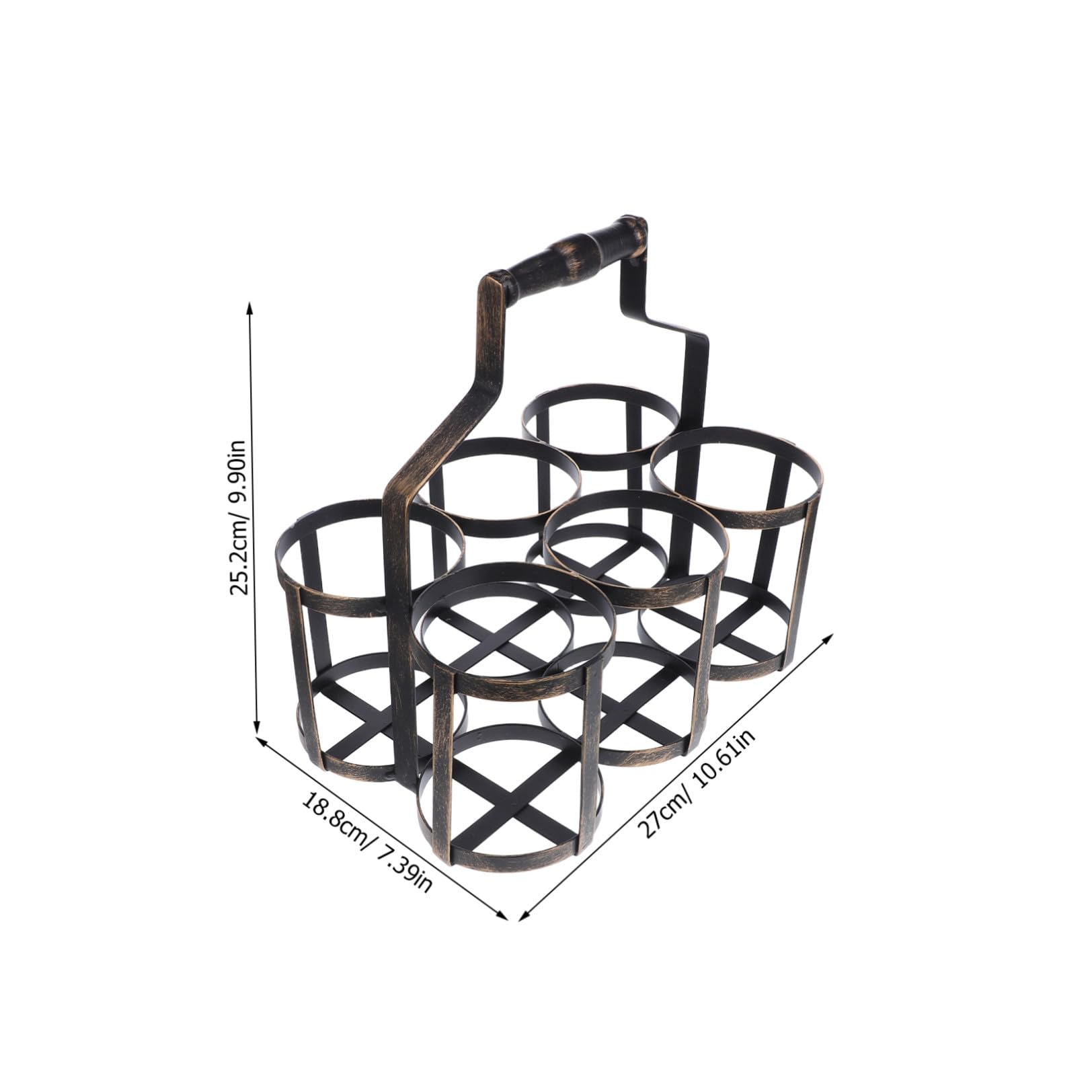 Portabottiglie per 6 Bottiglie in Ferro Stile Vintage Americano con Manico Cestino Organizer per Birra Vino per Feste e Picnic