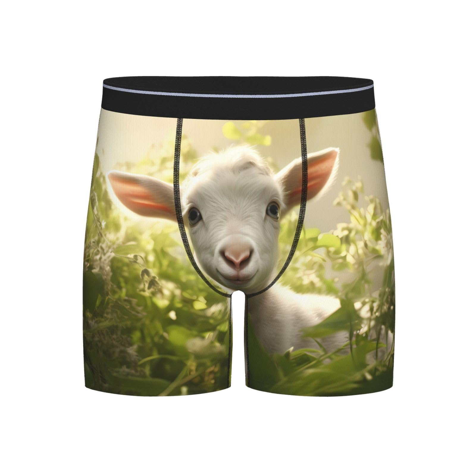 Wbqlsl Men's Black Goat Nature Babies Printed Boxer Briefs, Breathable, Quick-Drying, Seamless Briefs, L