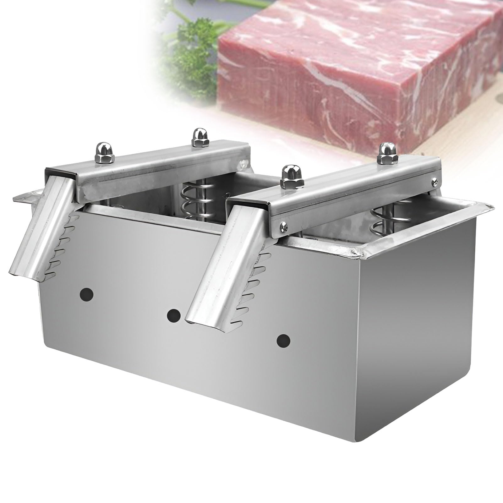 Prasa do mięsa ze stali nierdzewnej ze sprężyną, forma do hamburgerów, suwaków, grilla, grillowania – idealna do nadziewania i zagęszczania mięsa do 4 kg